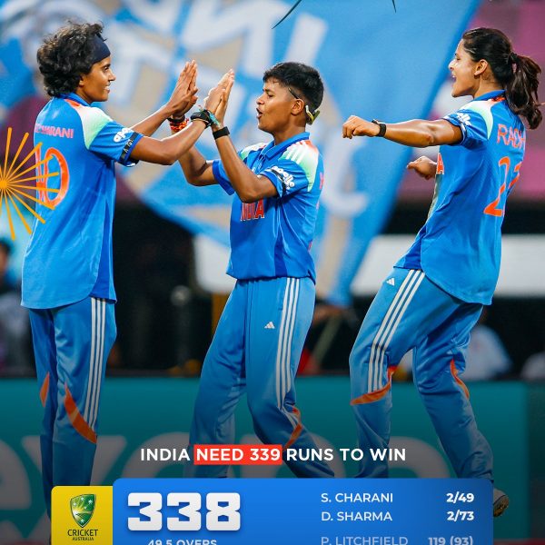 India Chasing 339 Against Australia in ICC Women’s ODI World Cup Semi-Final