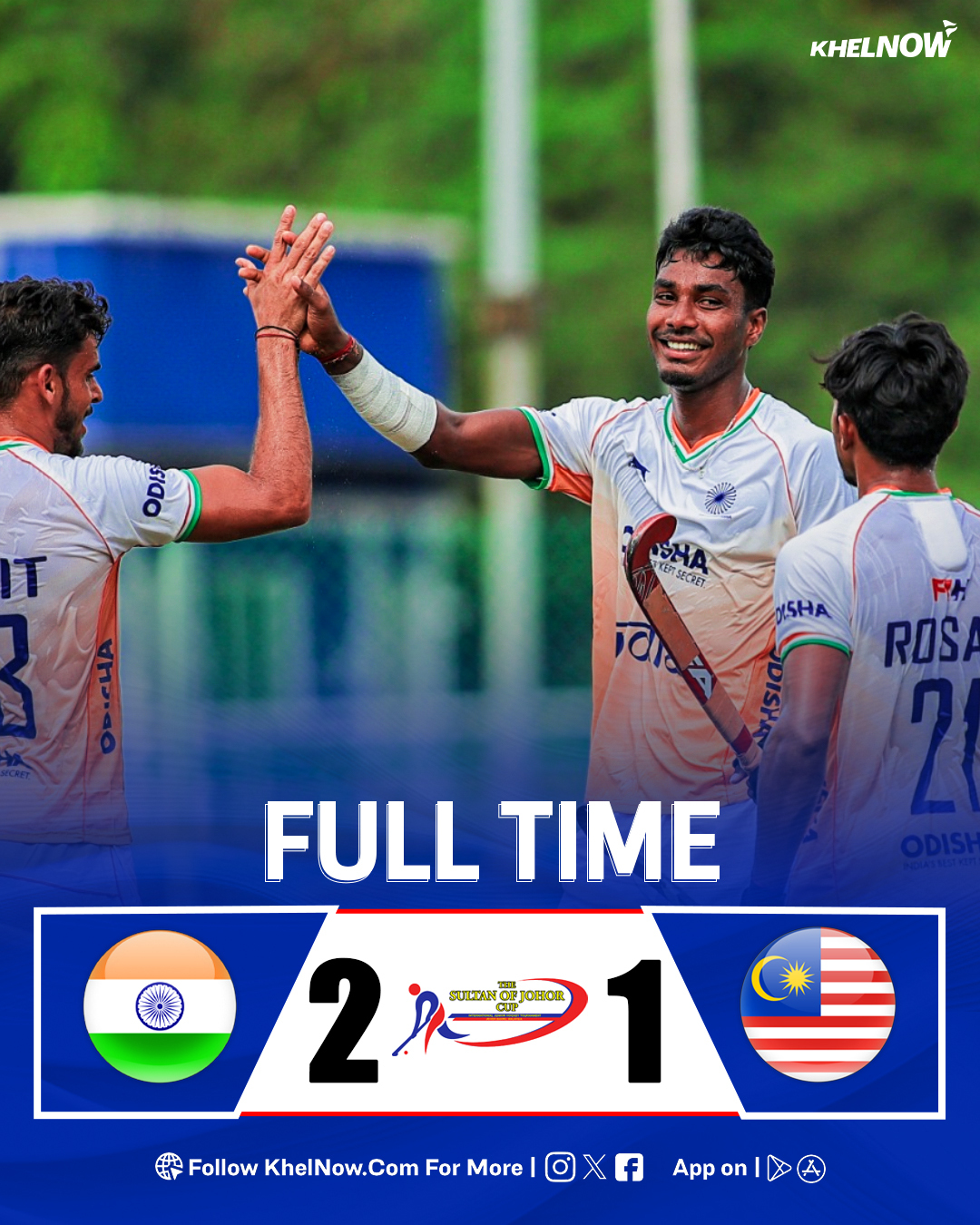 India Beats Malaysia 2-1 to Reach Sultan of Johor Cup Final