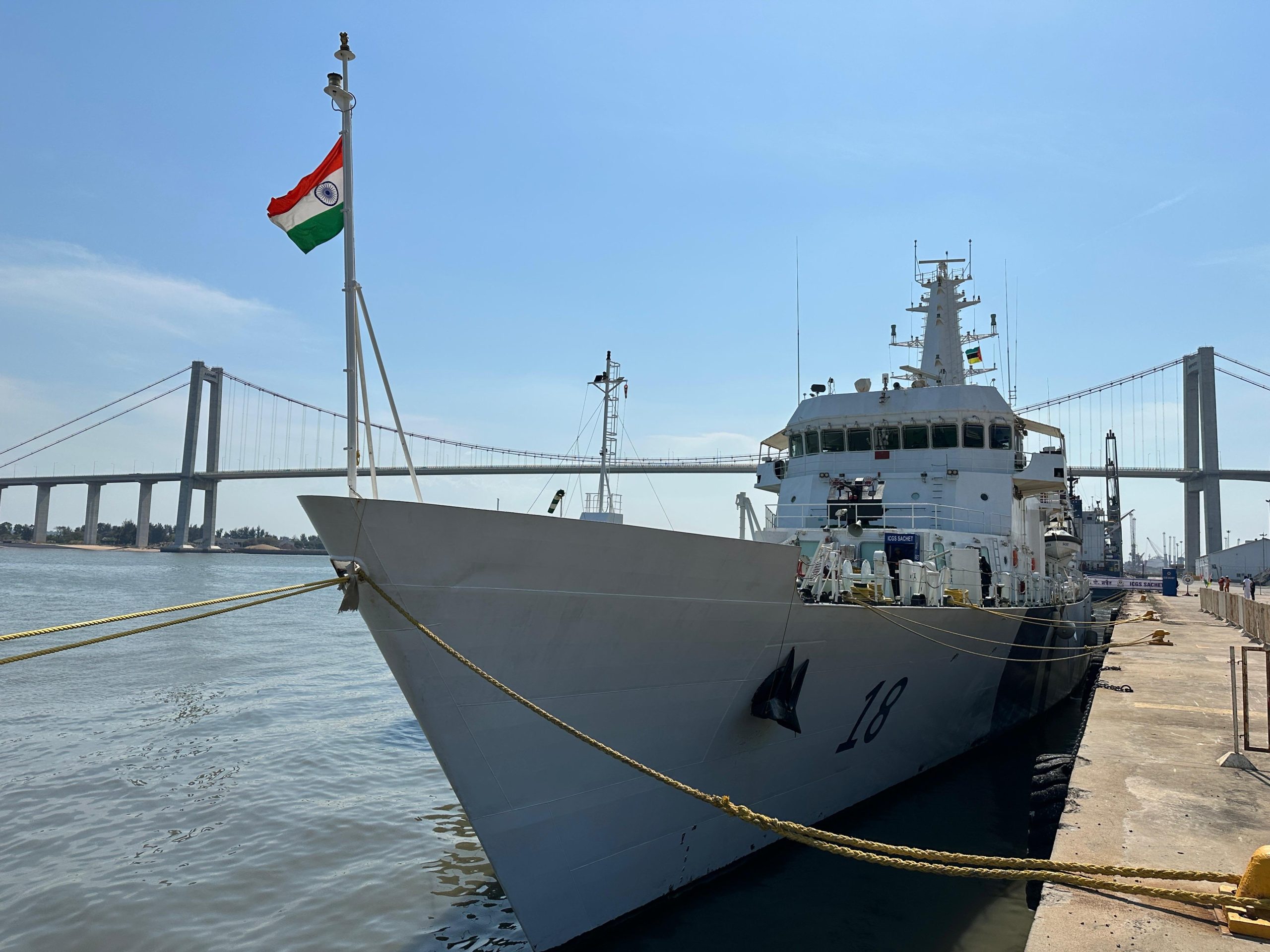 Indian Coast Guard Ship Sachet Makes Port Call in Mozambique to Strengthen Maritime Cooperation and Deliver Humanitarian Aid