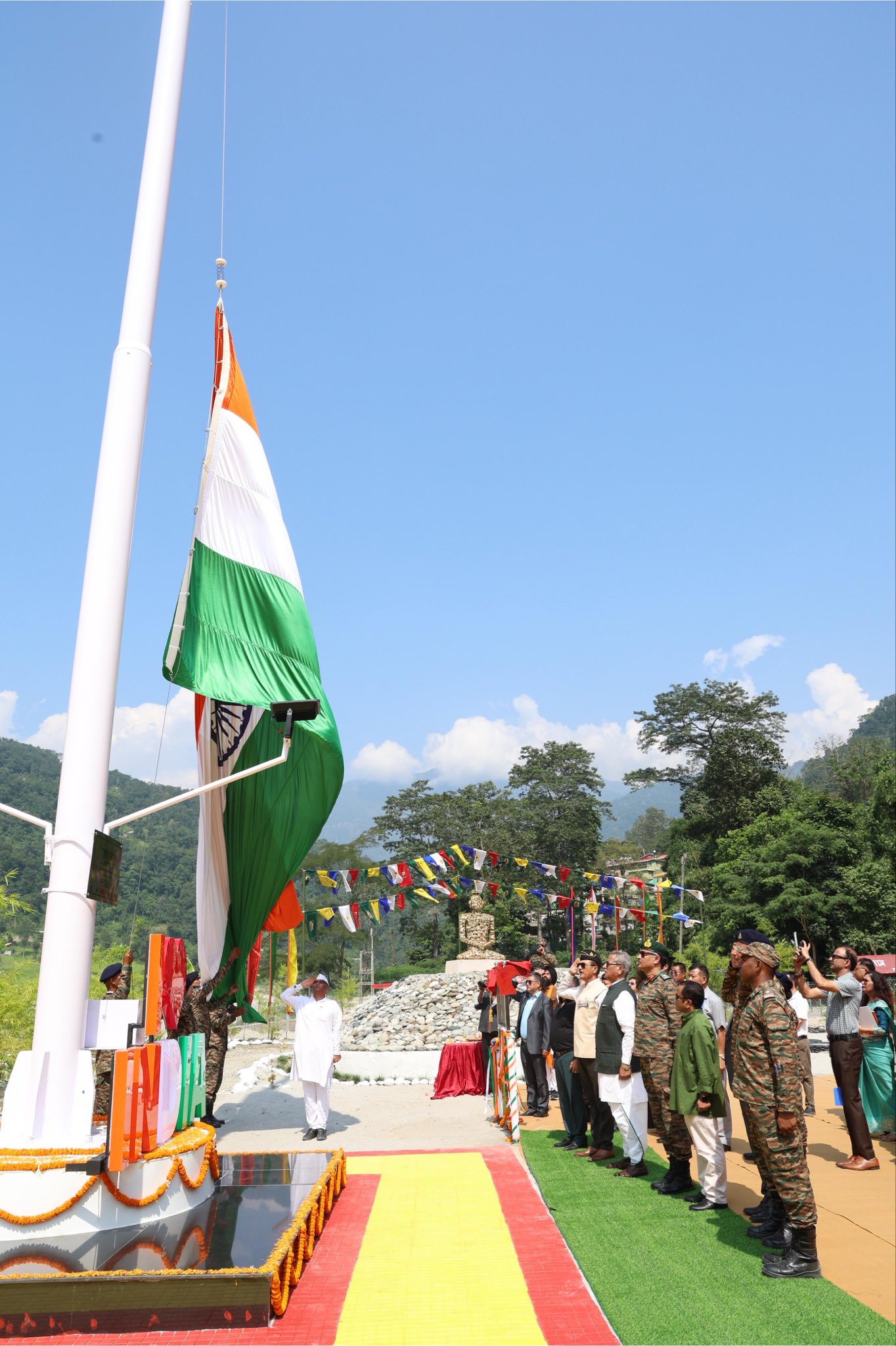 Sikkim Governor Inaugurates 70-Foot National Flag at Sikkim Prerna Sthal on Its First Anniversary