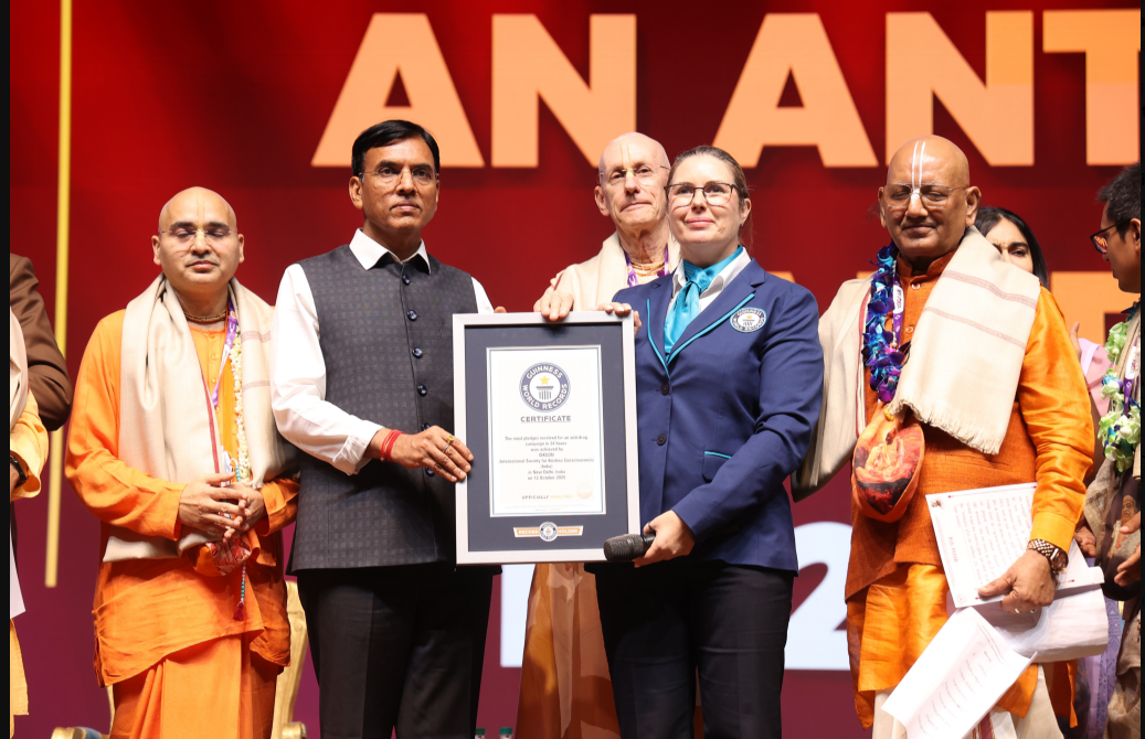 Mansukh Mandaviya Commends ISKCON for Launching Nationwide Drug-Free Initiative