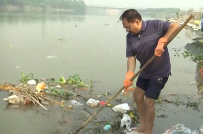 दिल्ली भाजपा अध्यक्ष वीरेंद्र सचदेवा ने  भैरों मार्ग स्थित यमुना घाट का दौरा किया