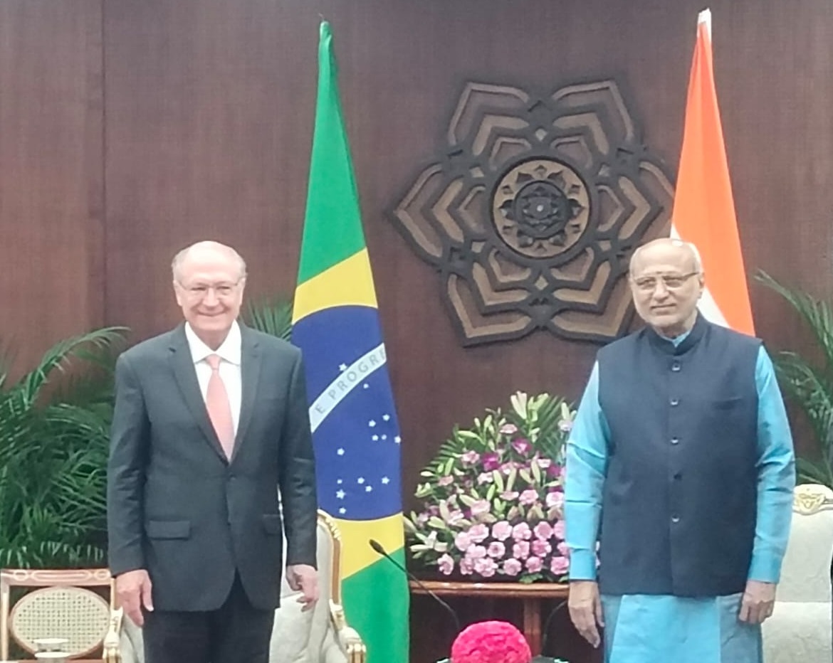 Brazilian Vice President Geraldo Alckmin meets Vice President CP Radhakrishnan