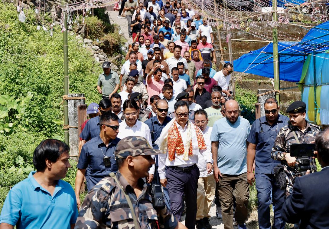 Union Minister Kiren Rijiju Visits Flood-Hit Bijanbari in Darjeeling Hills