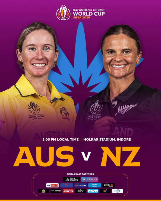 Australia Faces New Zealand in ICC Women’s ODI World Cup 2025 Clash at Indore