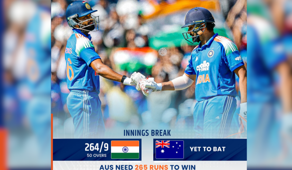 India Sets 265-Run Target Against Australia in Second ODI at Adelaide