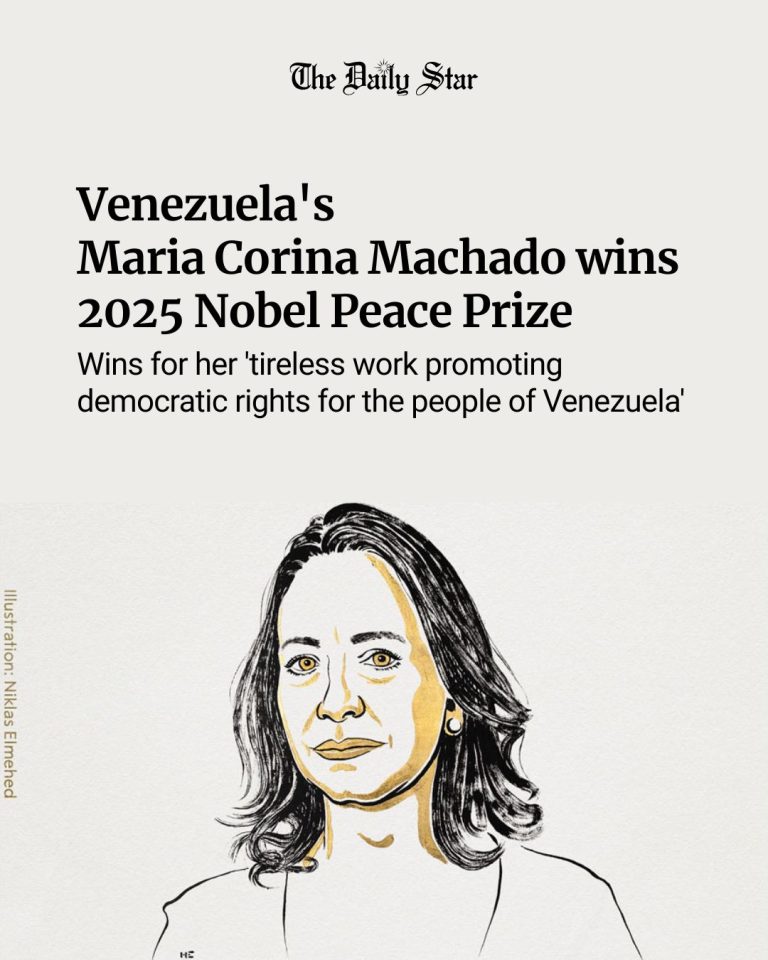 2025 کا نوبیل امن انعام Maria Corina Machado کو دیا گیا ہے۔ یہ انعام اُنہیں Venezuela کے عوام کے، جمہوری حقوق کو فروغ دینے کے، انتھک کام کے صلے میں دیا گیا۔