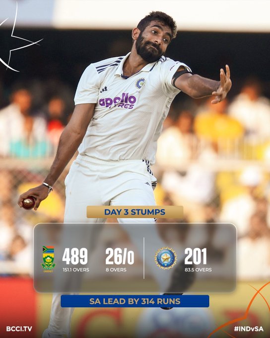 ভারতের বিরুদ্ধে দ্বিতীয় ক্রিকেট টেস্টে দক্ষিণ আফ্রিকা সুবিধাজনক অবস্থায় রয়েছে।