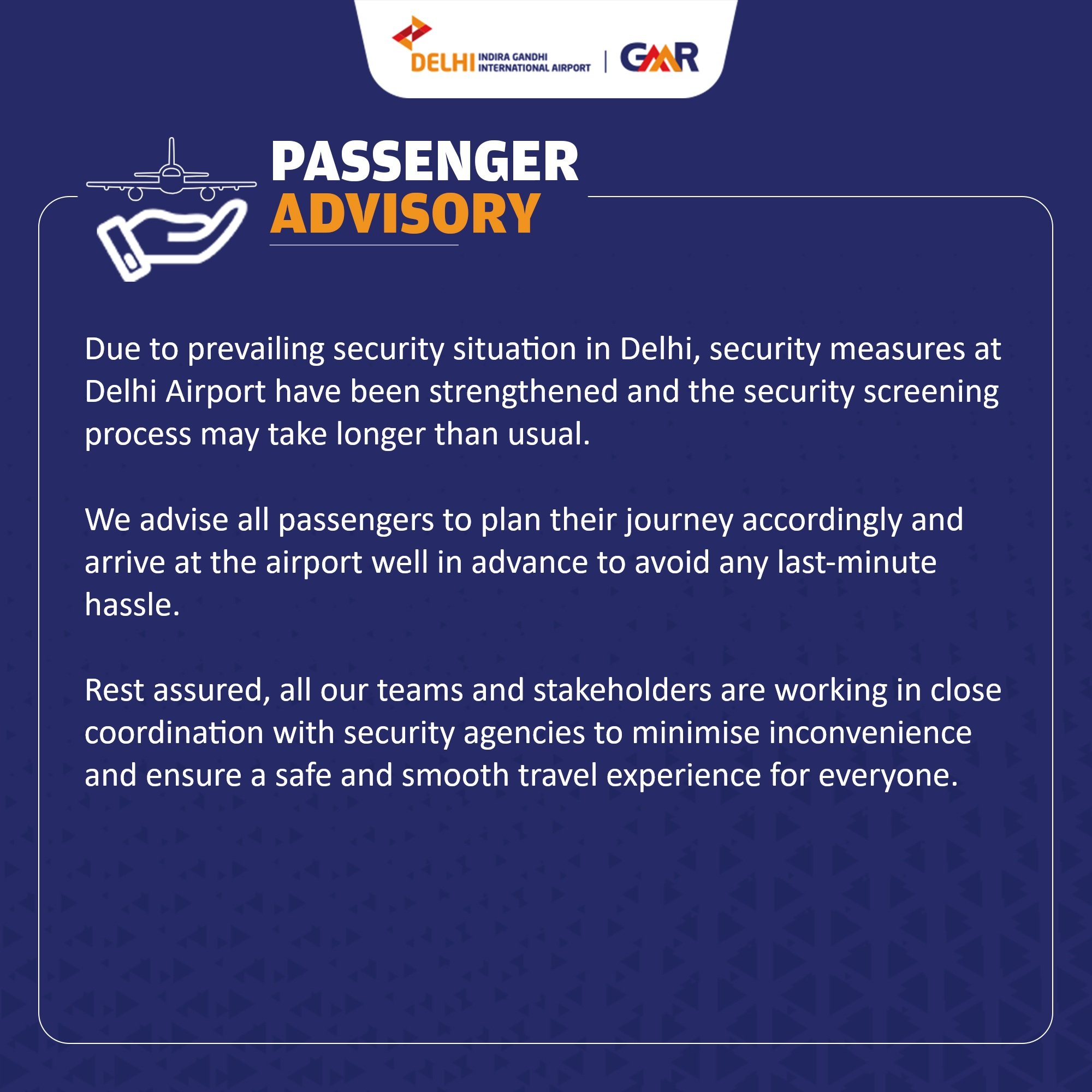 জাতীয় রাজধানিতে বর্তমানে নিরাপত্তাজনিত পরিস্হিতিতে দিল্লি বিমানবন্দরে নিরাপত্তা ব্যবস্হা আরও আটোঁসাটোঁ করা হয়েছে