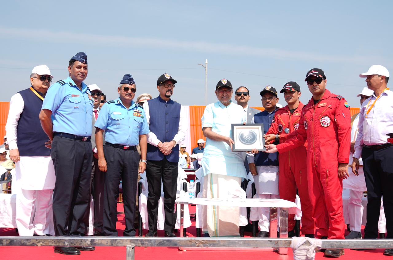 VP CP Radhakrishnan Witnesses Indian Air Force’s Suryakiran Aerobatic Team Air Show in Chhattisgarh
