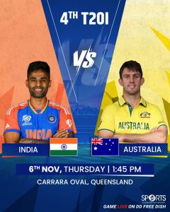 भारत-ऑस्ट्रेलिया टी20 श्रृंखला 1-1 से बराबरी पर, आज कैरारा ओवल में चौथा मुकाबला