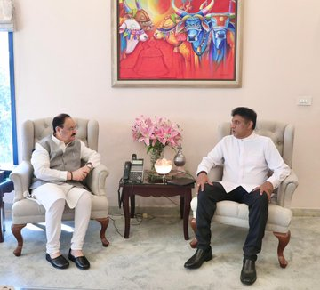 केंद्रीय मंत्री जेपी नड्डा आणि श्रीलंकेचे विरोधी पक्षनेते सजिथ प्रेमदासा यांची भेट