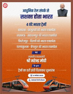 PM Modi to Flag Off Four New Vande Bharat Express Trains from Varanasi Today