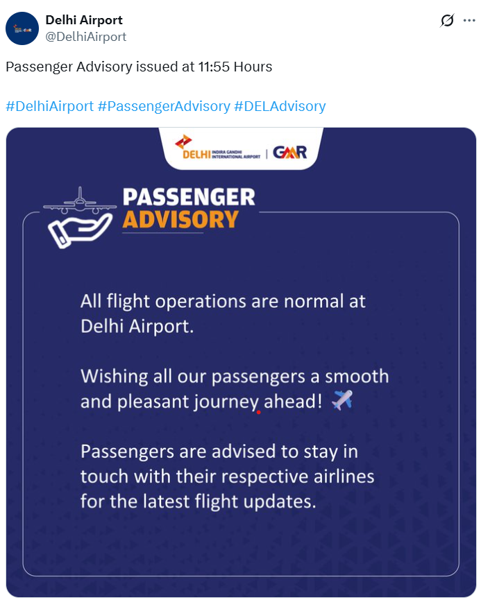 Flight Operations Resume at Delhi’s IGI Airport After Technical Glitch