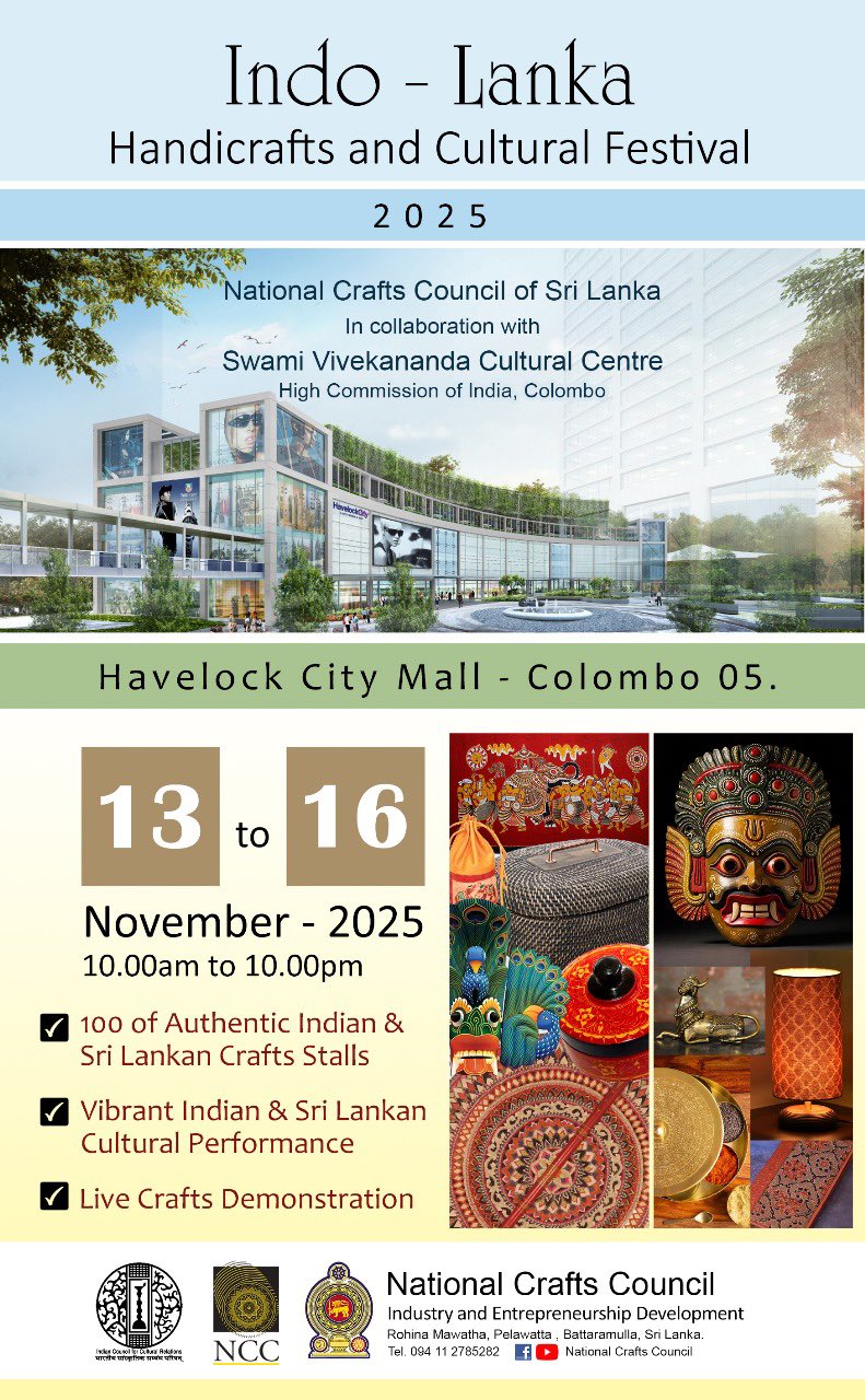 Indo-Lanka Handicraft and Cultural Festival 2025 opens in Colombo