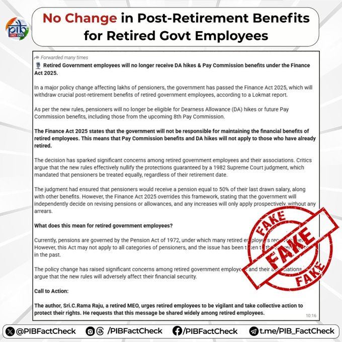 Government refutes social media claim on withdrawal of post-retirement benefits