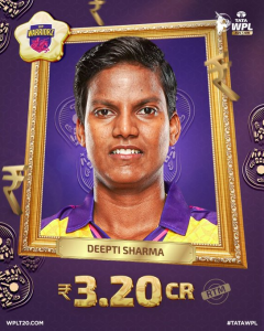 विमेन्स प्रिमिअर लिग मेगा लिलावात दीप्ती शर्मा ठरली महागडी खेळाडू
