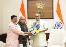 Vice President Radhakrishnan Meets Minister Manohar Lal at Parliament House