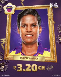 महिला प्रीमियर लीग-2026: ऑलराउंडर दीप्‍ति शर्मा मेगा नीलामी में बनी सबसे कीमती खिलाड़ी