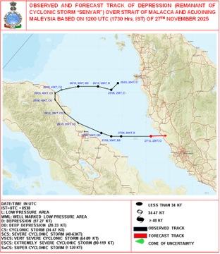 Cyclone Ditwah forms in southwest Bay of Bengal, heads toward Tamil Nadu, Andhra, and Puducherry