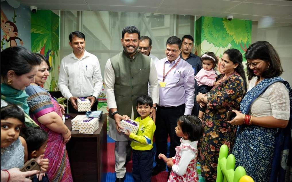 Civil Aviation Minister Rammohan Naidu Inaugurates Crèche Facility At Udaan Bhawan In New Delhi