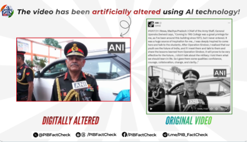 फैक्ट चेक: सेना प्रमुख जनरल उपेंद्र द्विवेदी का वायरल हो रहा वीडियो फर्जी