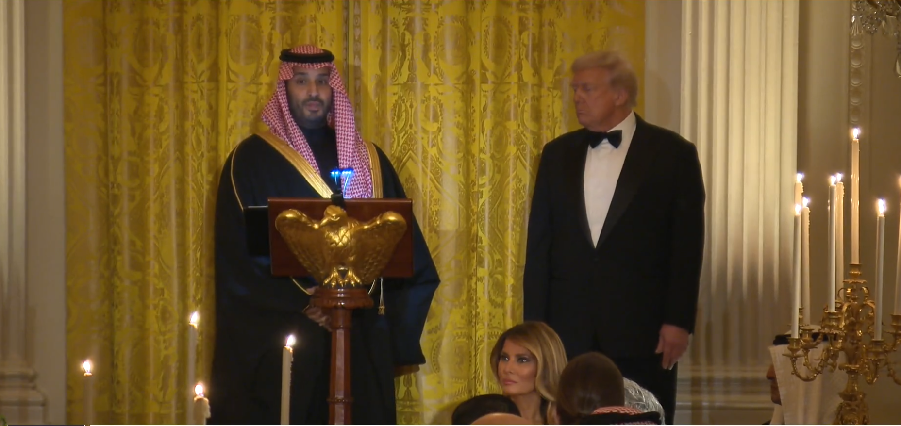 राष्ट्रपति ट्रंप ने सऊदी प्रिंस मोहम्मद बिन सलमान के सम्मान में व्‍हाइट हाउस में रात्रि भोज का किया आयोजन