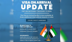 India Expands Visa-on-Arrival for UAE Nationals to Cochin, Calicut, Ahmedabad