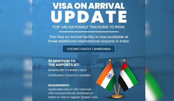 India Expands Visa-on-Arrival for UAE Nationals to Cochin, Calicut, Ahmedabad