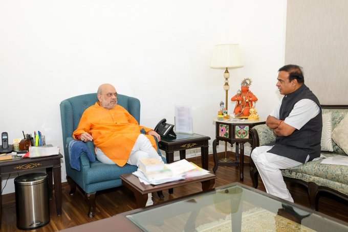 ৰাজ্যৰ শেহতীয়া পৰিস্থিতি সন্দৰ্ভত অমিত শ্বাহৰ লগত মুখ্যমন্ত্রীৰ আলোচনা