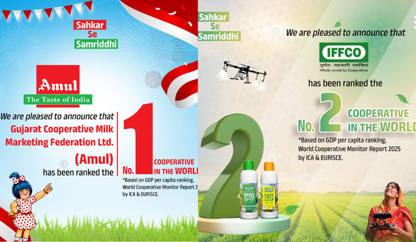 अमूल आणि इफको या कंपन्यांना जगातल्या अग्रगण्य सहकारी संस्थांमध्ये स्थान