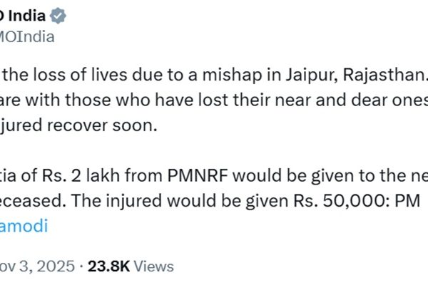 PM Modi Announces ₹2 Lakh Ex-Gratia for Deceased, ₹50,000 for Injured in Jaipur Accident
