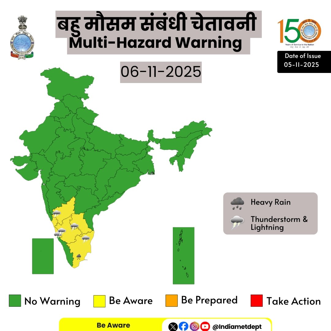 IMD Predicts Heavy Rain for Tamil Nadu, Puducherry, and Karaikal