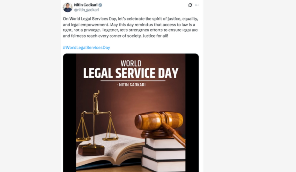 Union Minister Nitin Gadkari Urges People to Uphold Justice and Equality on World Legal Services Day