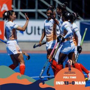 মহিলাৰ এফ আই এইচ হকী জুনিয়ৰ বিশ্বকাপত নামিবিয়াক পৰাস্ত কৰি ভাৰতৰ অভিযান আৰম্ভ