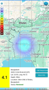 Earthquake of magnitude 4.1 jolts Dhaka and surrounding areas