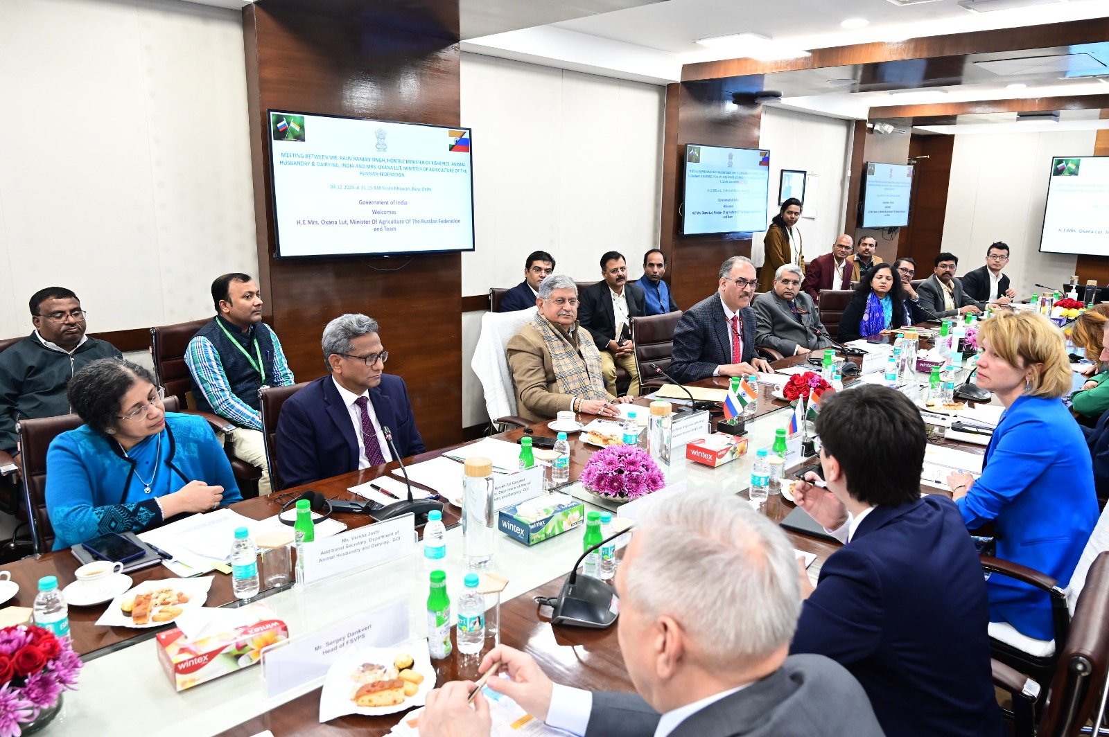 Union Minister Rajiv Ranjan Singh holds bilateral meeting with Russian Agriculture Minister Oxana Lut in New Delhi