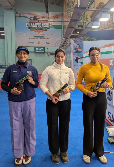 Manu Bhaker & Simranpreet Kaur Brar win gold at 68th National Shooting Championships