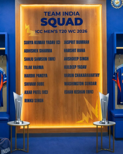 आयसीसी पुरुष टी-२० विश्वचषक २०२६ साठी भारताचा संघ जाहीर