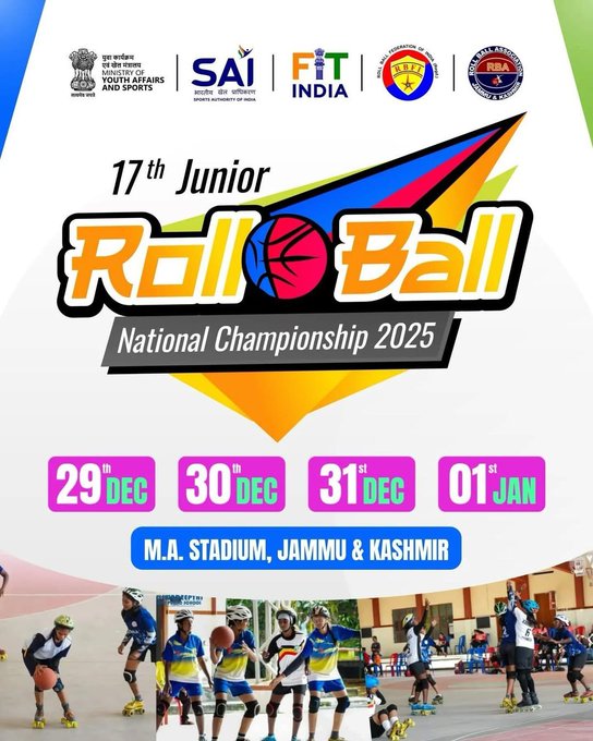 17મી જુનિયર રોલ બોલ રાષ્ટ્રીય ચેમ્પિયનશિપ આજથી જમ્મુના મૌલાના આઝાદ સ્ટેડિયમમાં શરૂ થશે