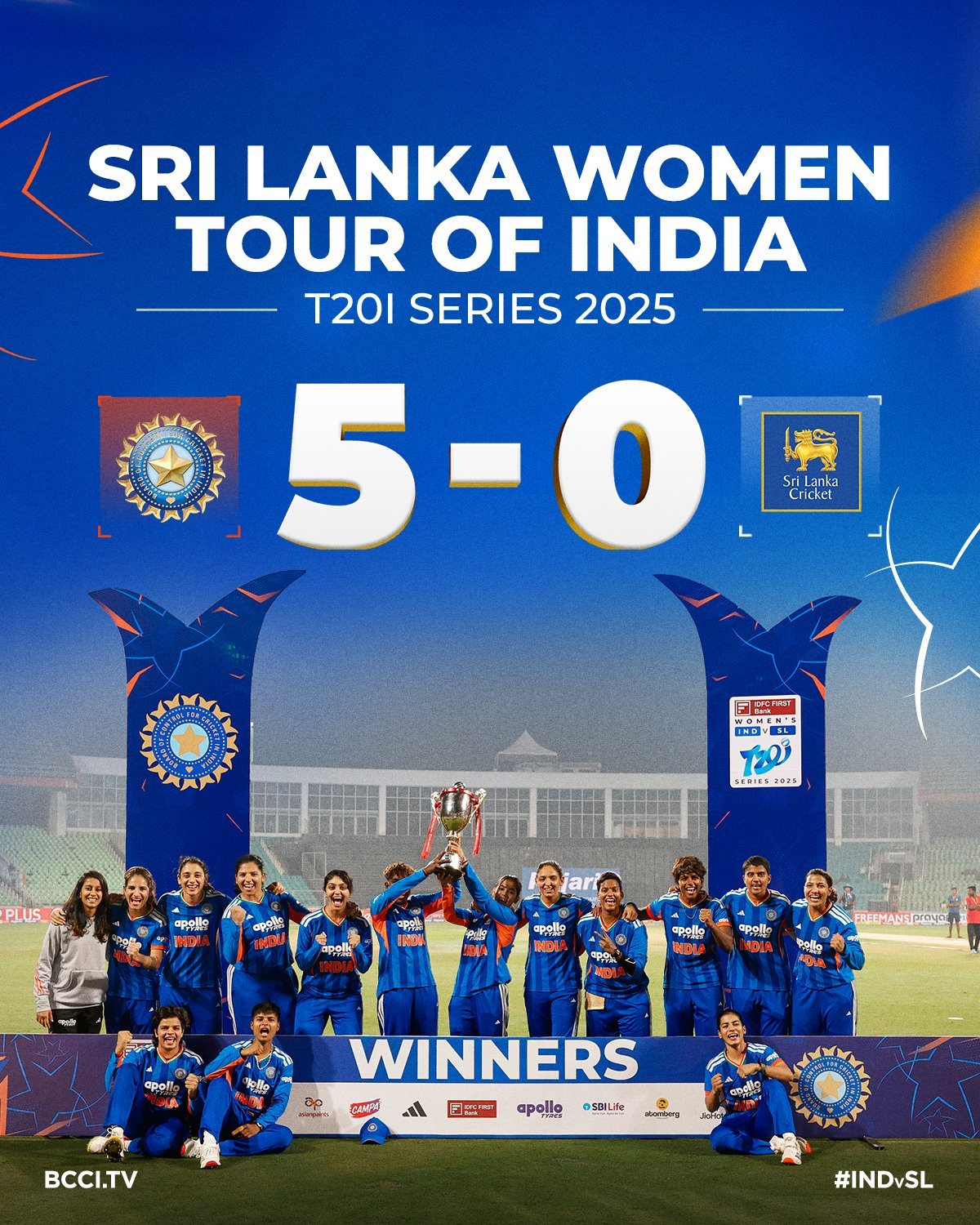 মহিলাদের টি ২০ ক্রিকেট সিরিজের পঞ্চম ম্যাচে গতকাল তিরুবন্তপুরমে ভারত শ্রীলঙ্কাকে ১৫ রানে পরাজিত করেছে