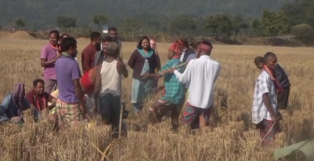 গোৱালপাৰাৰ অসম-মেঘালয় সীমান্তৱৰ্তী হাতীগাঁৱত খেতি চপোৱা উৎসৱ পালন