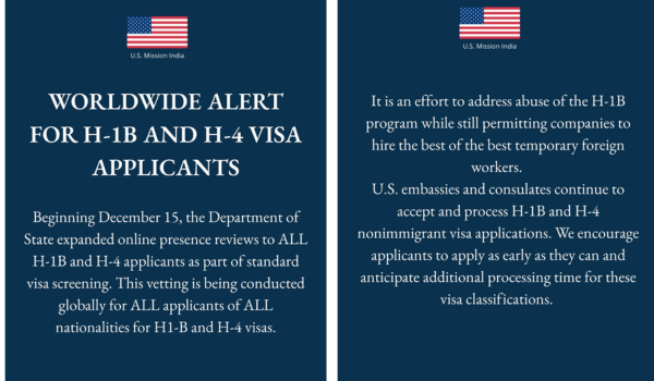 US expands online presence reviews for H-1B and H-4 visa applicants worldwide