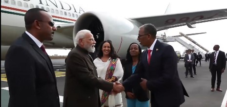 PM Narendra Modi arrives in Ethiopia on two-day visit