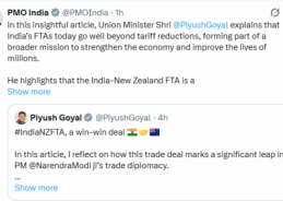 PM Modi hails India-New Zealand FTA as India’s first women-led FTA