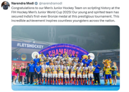 PM Modi congratulates India’s Hockey Team for securing Bronze at the FIH Men’s Junior World Cup