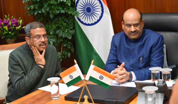 Speaker Om Birla & Education Minister Dharmendra Pradhan review education development in Kota-Bundi region