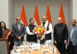 Union Minister Pralhad Joshi briefs VP. Radhakrishnan on Food Distribution Reforms