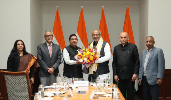 Union Minister Pralhad Joshi briefs VP. Radhakrishnan on Food Distribution Reforms