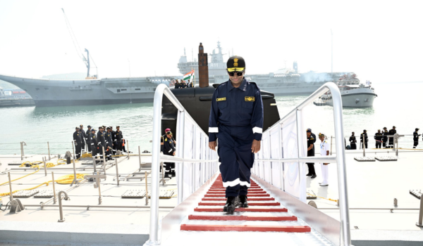President Murmu undertakes sortie onboard Indian Navy’s indigenously-built frontline submarine INS Vaghsheer